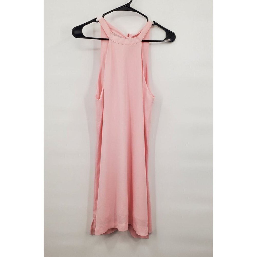Mango Halter Sleeveless Slip Mini Dress Open Back Barbiecore Size 4 Womens Pink